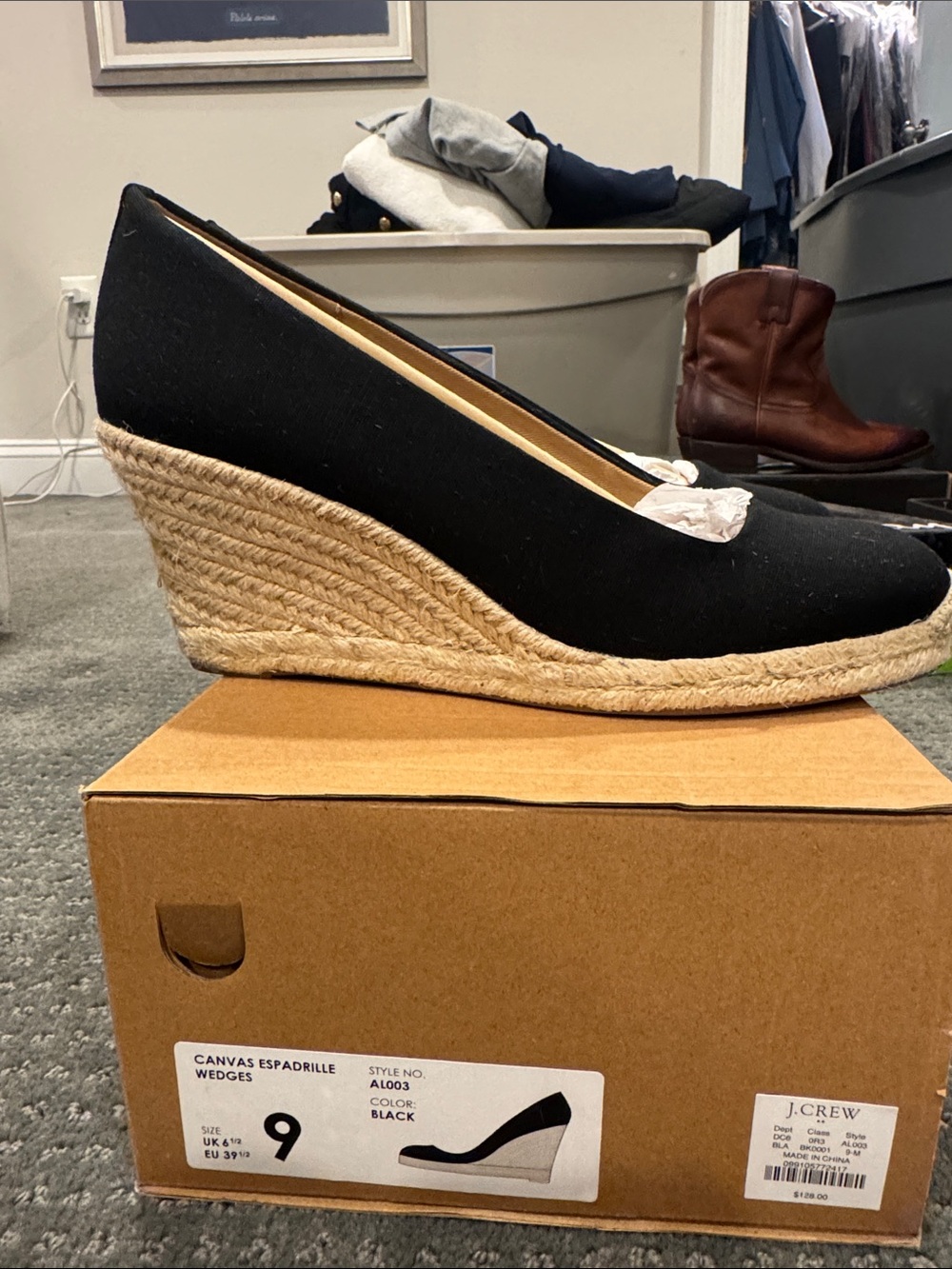 J. Crew Black Canvas Espadrille Wedges